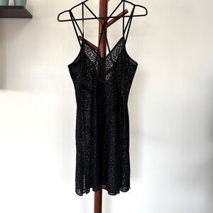 INC International Concepts Black Sheer Lace Chemise